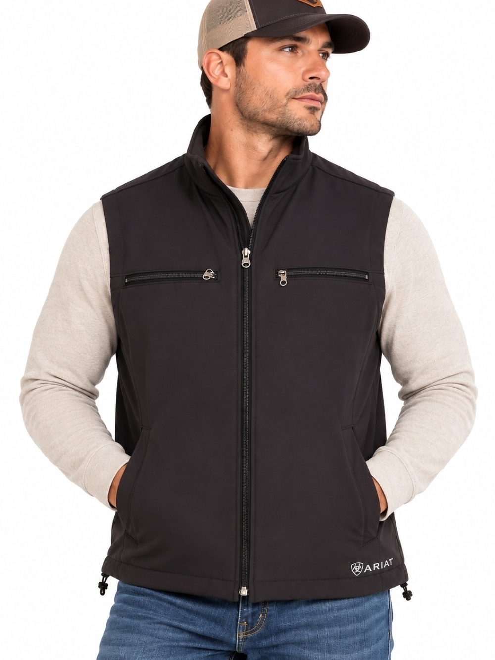 Ariat Men's Black Softshell Vest with Zip Pockets